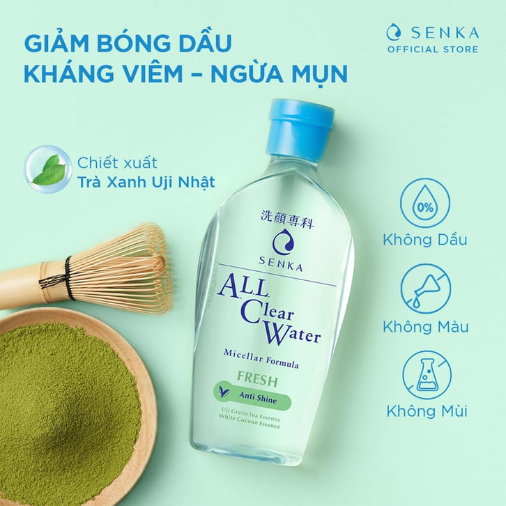 nuoc tay trang khong con senka micellar all clear water fresh