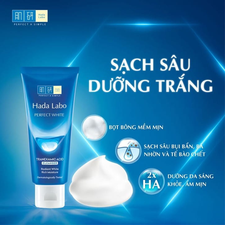 sua rua mat duong am hada labo perfect white cleanser